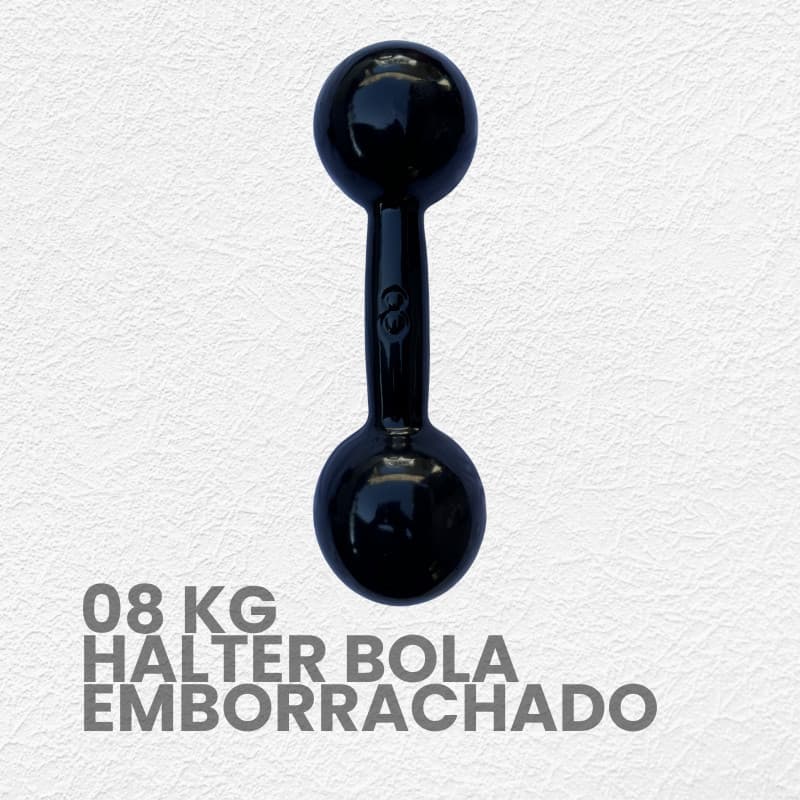 Halter Bola Emborrachado 8kg - Peso de Academia