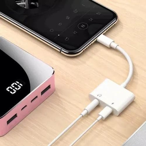 Adaptador 2 em 1 Auxiliar P2 Lightning Iphone 6 6s 7 8 plus X Xs Xr 11 12 13 14 promax