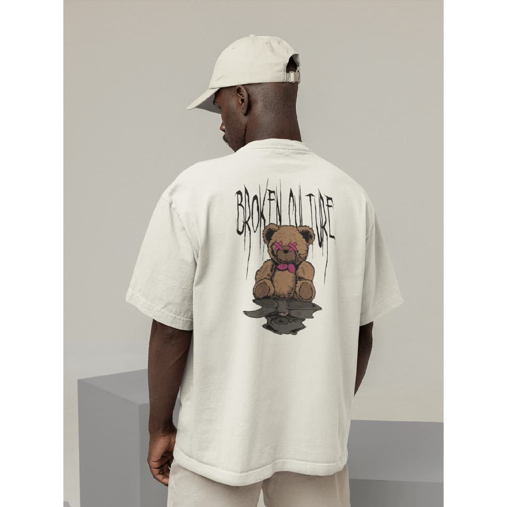 Camisa Camiseta Oversize Streetwear Masculino e Feminino Treino e Dia a Dia Preto e Off Whte Estampado - BROKEN CULTURE