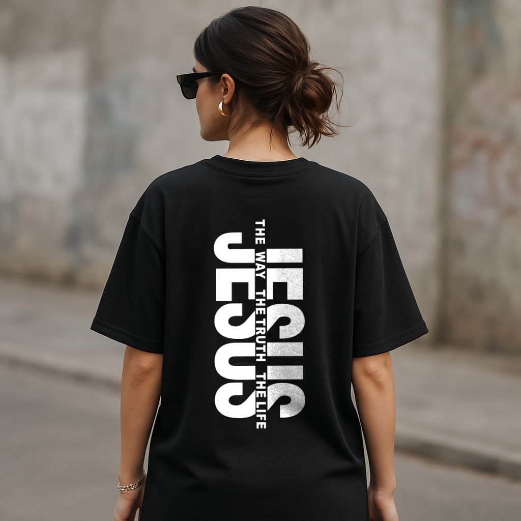 Camiseta Feminina Cristã 100% Algodão Oversized Blusa Católica