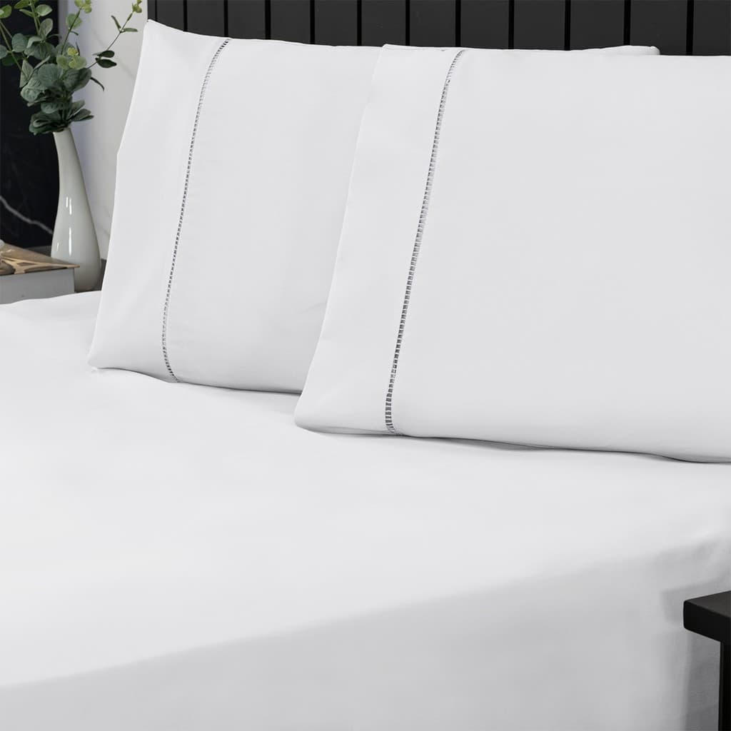 Jogo Cama Lençol Queen Percal 400 Fios Ponto Palito 03 Peças, Antiácaro, Anti-pilling Toque Macio