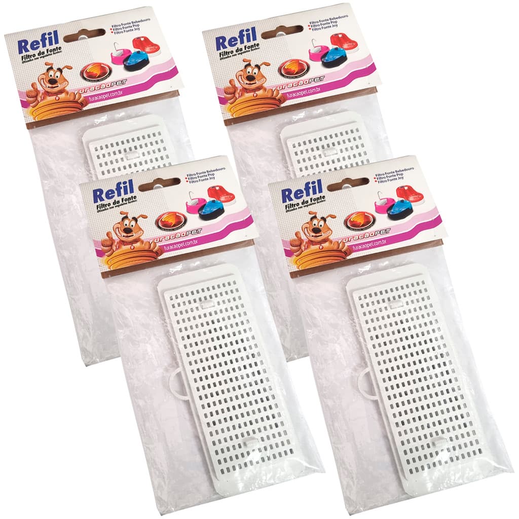Kit 4 Refil Refis Para Fonte Bebedouro Pet Cachorro Cães Gatos Carvão Plástico Furacão Pet