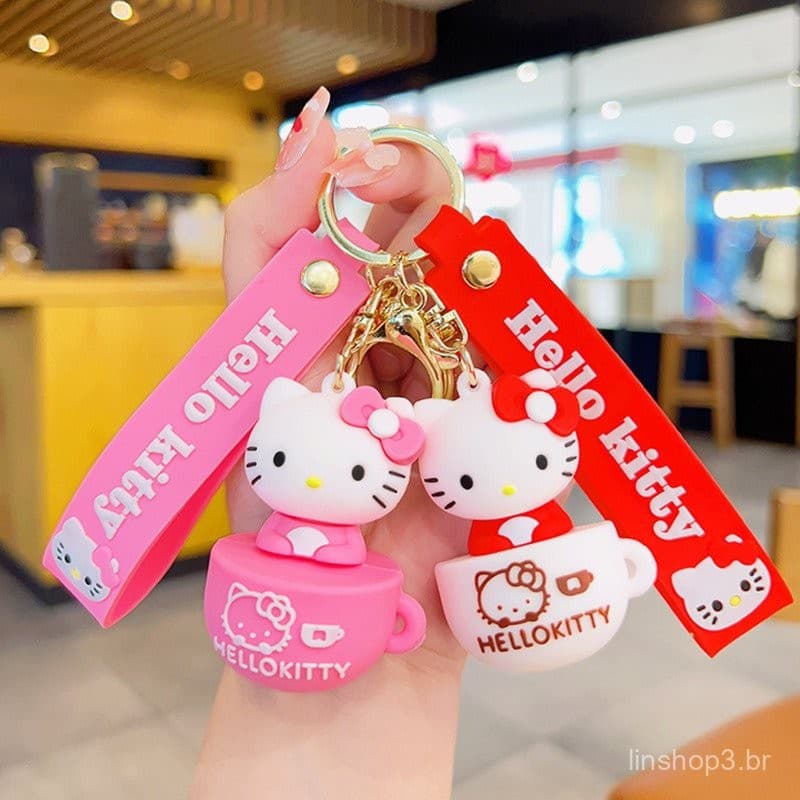 Chaveiro Hello Kitty Cartoon De Atacado Mochila Fofa Pingente Porta-Chaves De Casal De Bonecas