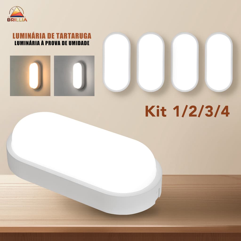 KIT 1 a 4 Luminária Arandela Tartaruga Led Impermeável para Sacada Corredor e Jardim 8W/15W Bivolt