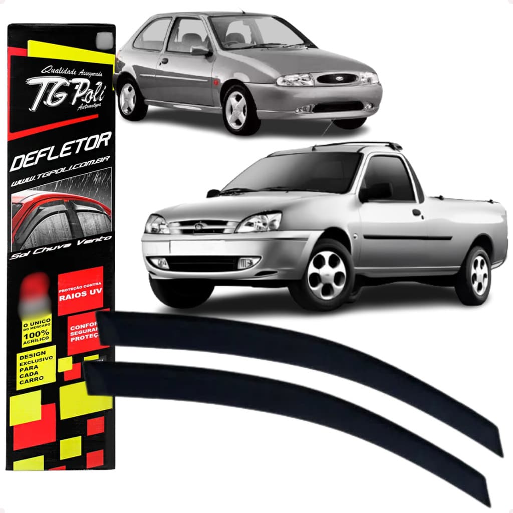 Jogo Calha De Chuva Defletor Ford Courier Fiesta 1996 A 2013 2 Portas Original TG Poli