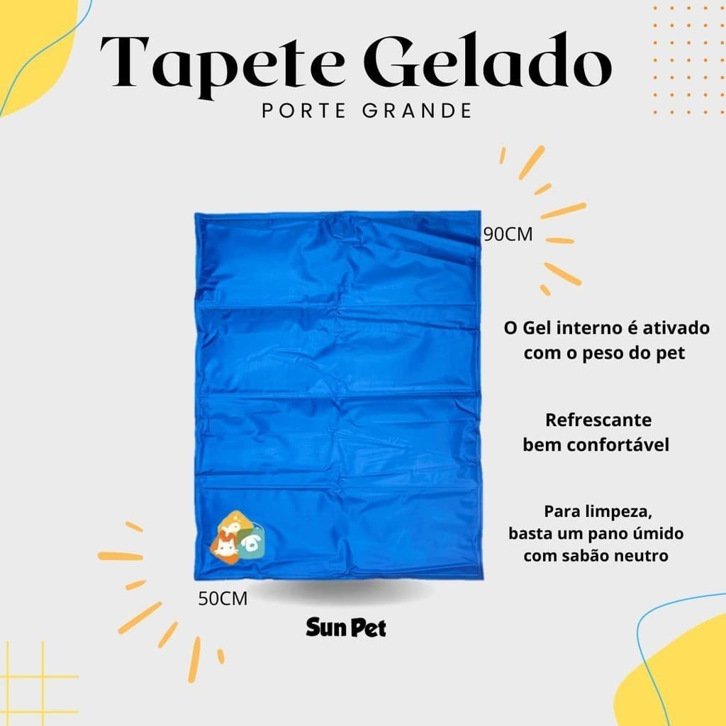 Tapete Gelado Para Cachorro Cães Gatos Refrescante Cama Pet Grande 50x90cm