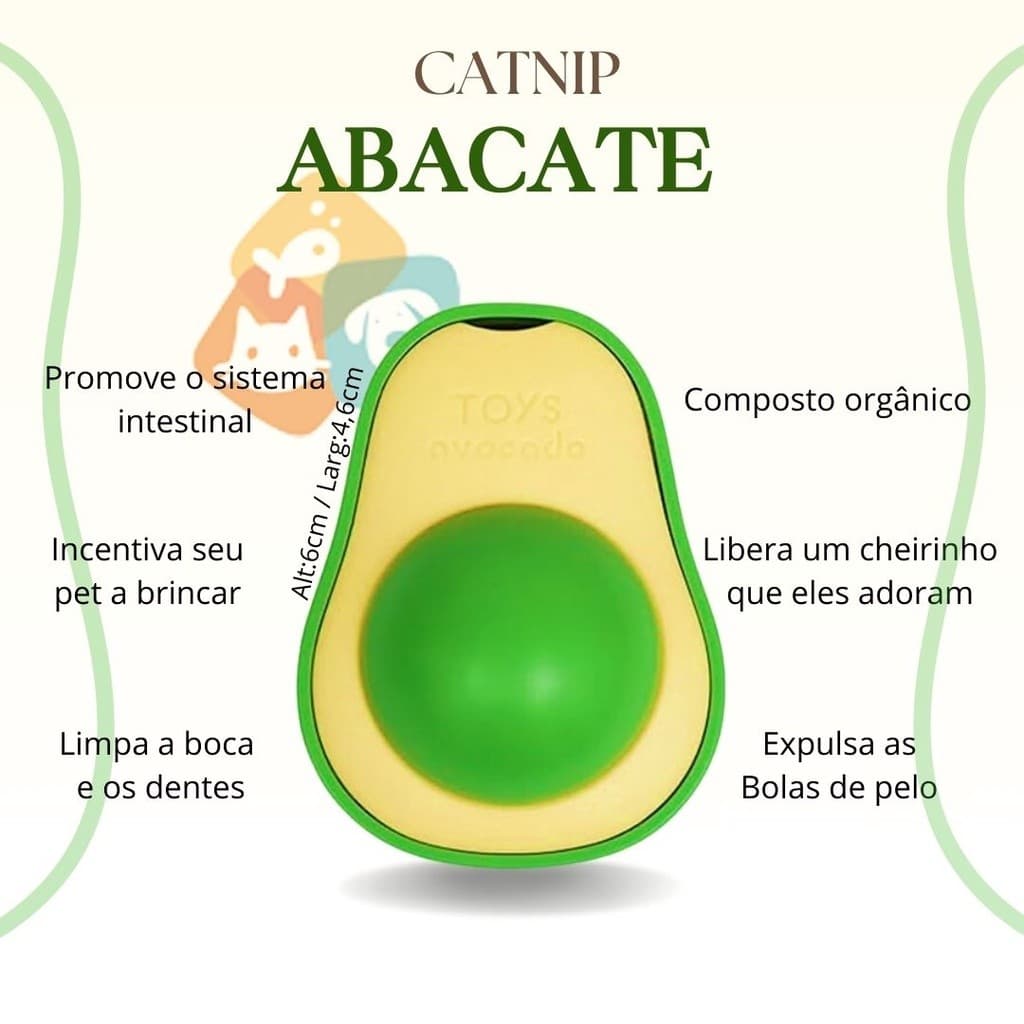 Brinquedo Pet Interativo Catnip Abacate para Gatos, Erva Do Gato 100% Natural Brinquedos para Gatos