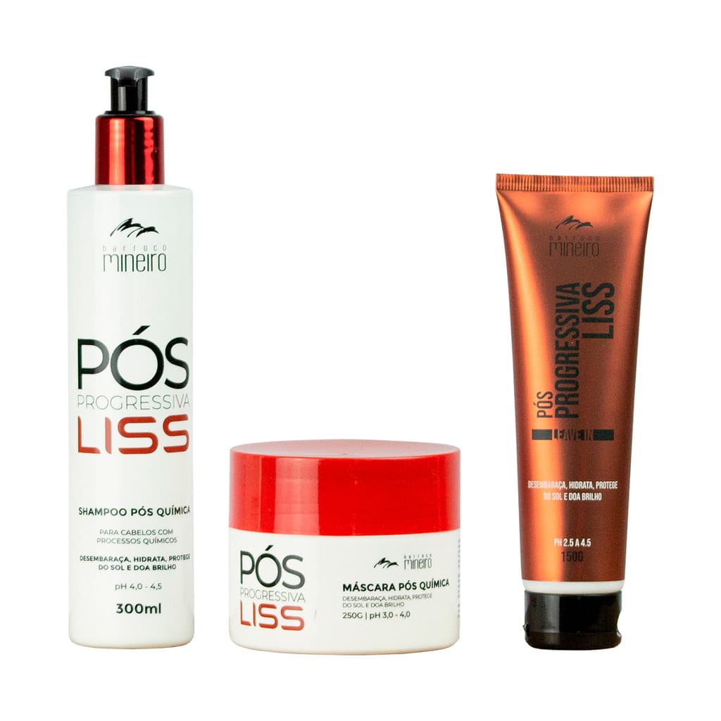 Kit Barroco Mineiro Pós Progressiva Shampoo + Mascara + Leave In
