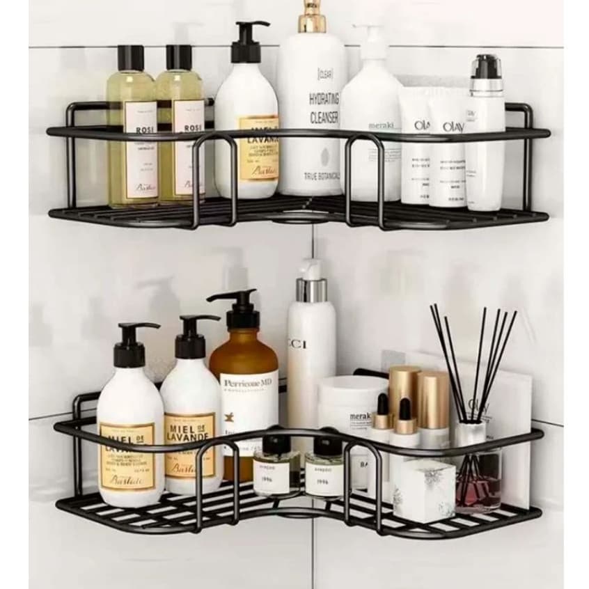 1/2/3/4 Suportes Organizadores De Metal Para Banheiro Cozinha Prateleiras Porta Shampoo Rack De Parede b
