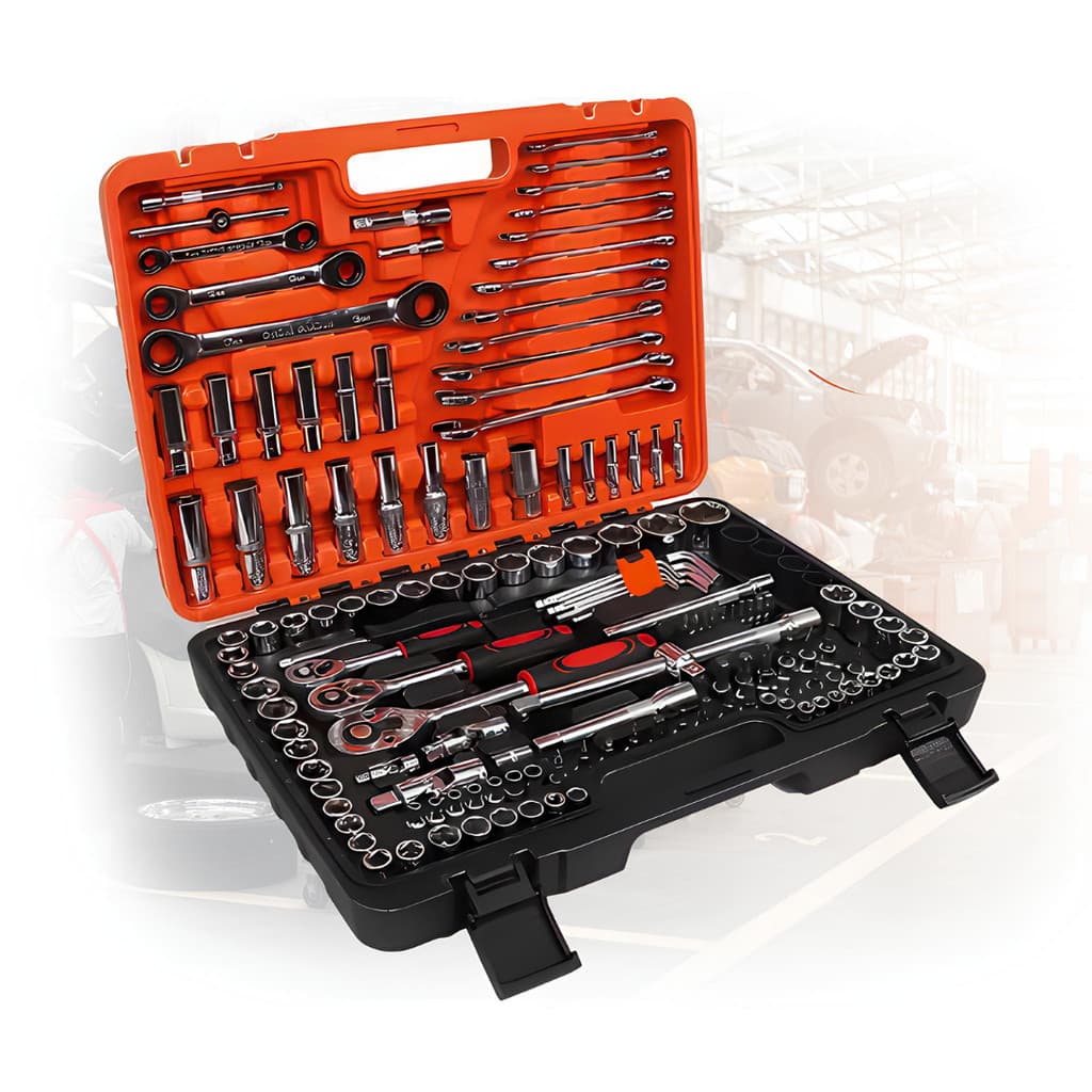 kit ferramentas completo 150 Peças, Jogo De Soquetes, Chave Catraca Reversível Com Maleta, Jogo De Ferramentas Completo