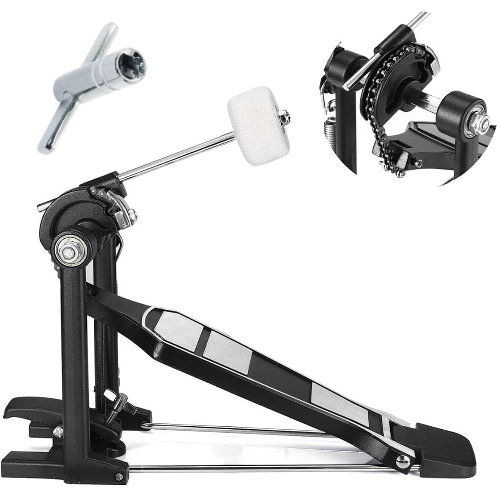 Pedal Simples de Bumbo de Bateria Corrente Simples Compatível para Bateria Acústica e Eletrônica