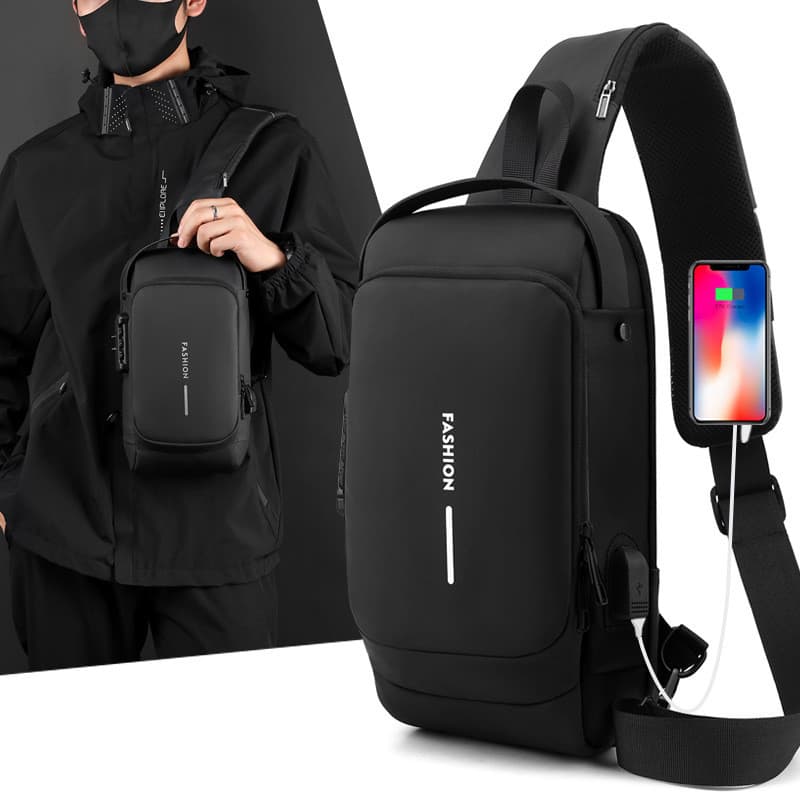 Bolsa Masculina Para Peito Bolsa De Moto Resistente Ao Desgaste Bolsa Antirroubo De Ombro Transversal À Prova D'Água