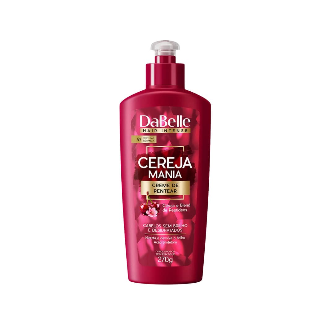 Creme de Pentear Cereja Mania Dabelle 270g - Cabelos sem brilho e Desidratados