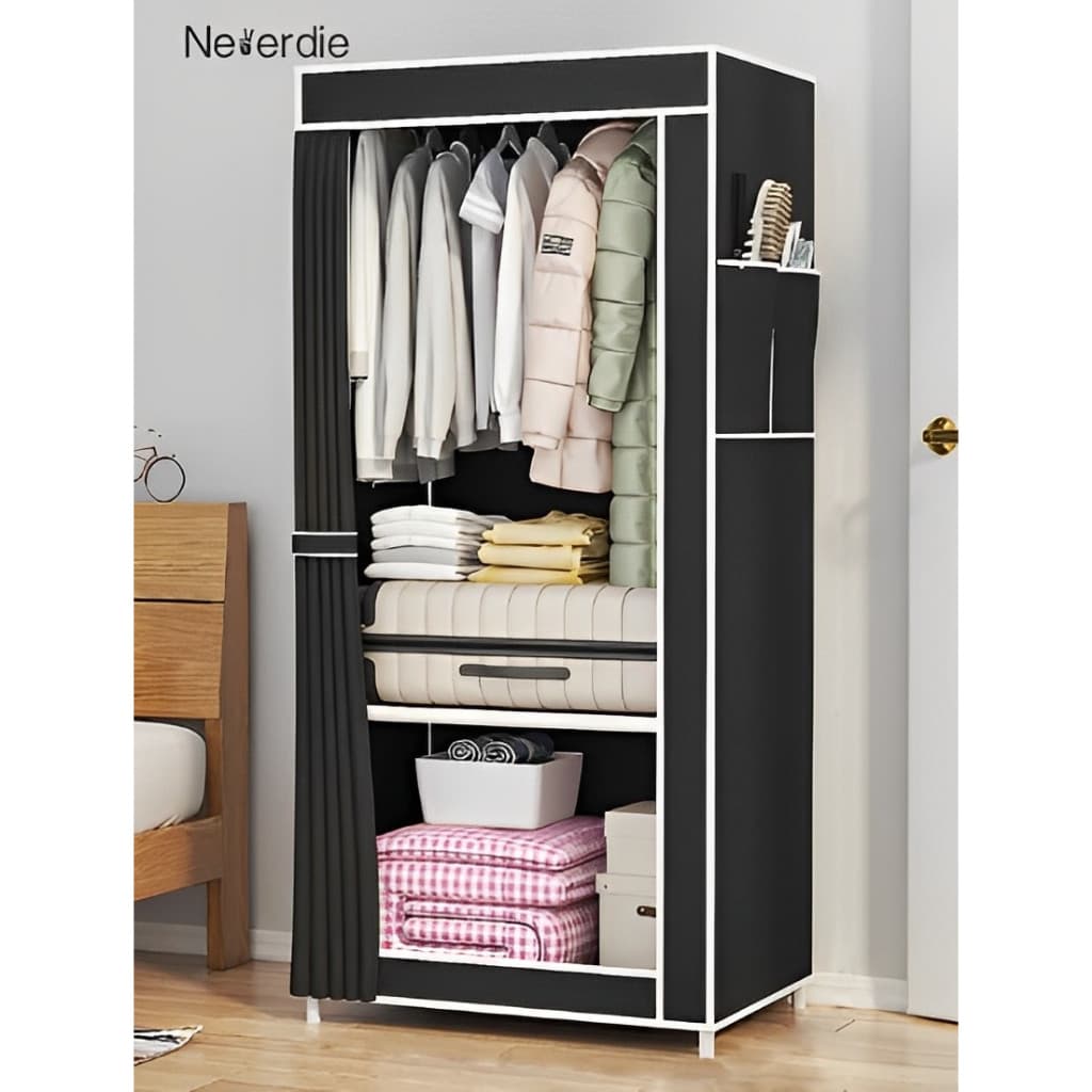Arara Guarda Roupa Com Capa Dobrável Roupeiro Portátil Organizador Armário Rack Prateleira Top&casa c