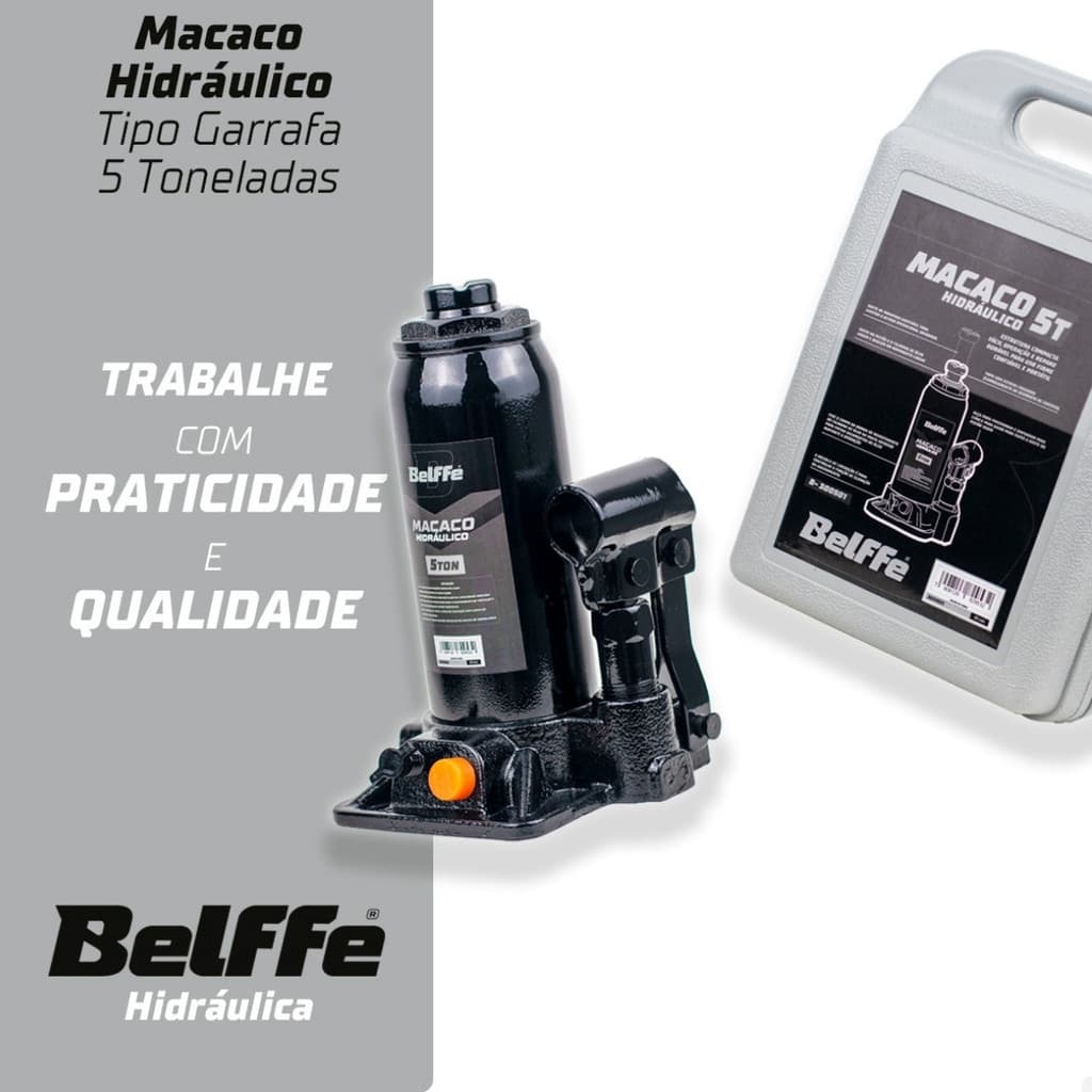 Macaco Tipo Garrafa Manual Hidráulico Suporta Até 5 Toneladas Profissional Com Fácil Manuseio Belffe