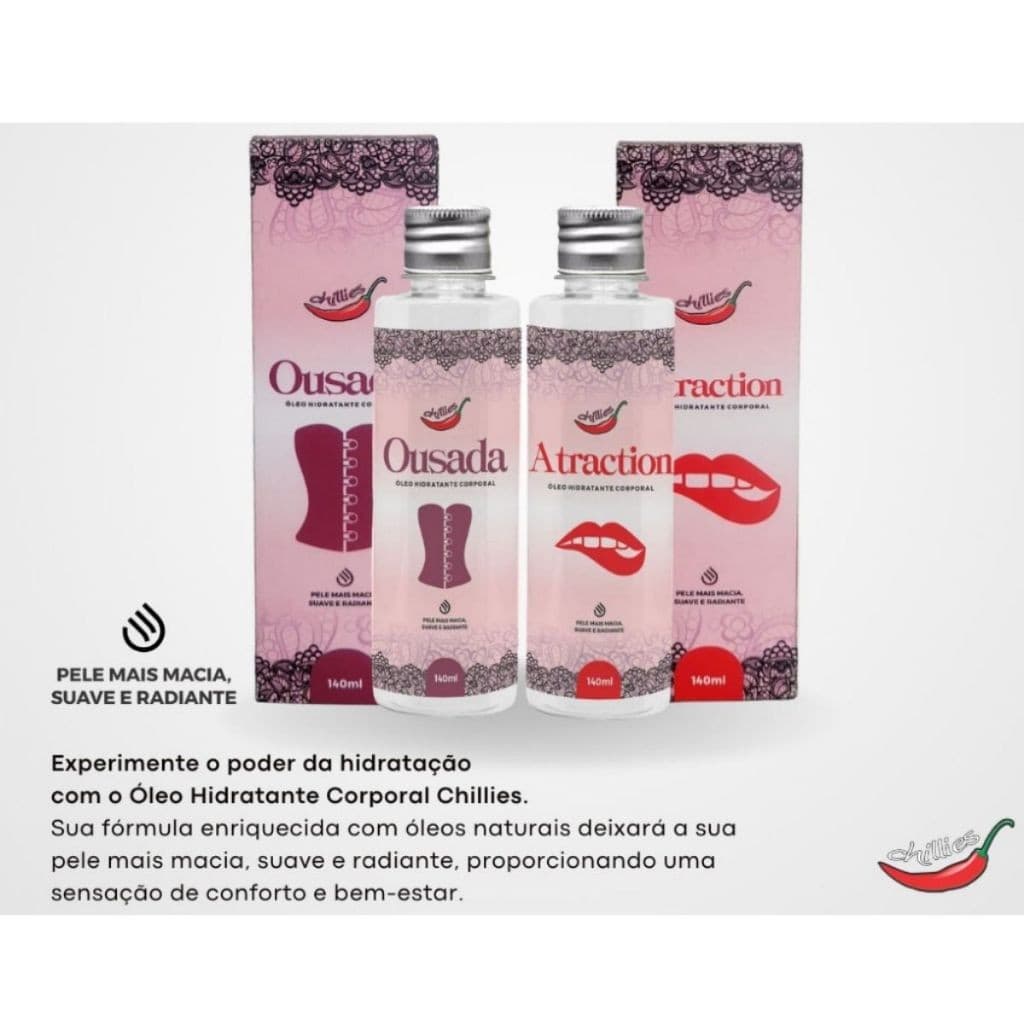 Óleo Hidratante Corporal Ousada E Atraction Toque Macio E Perfume Sedutor
 140ml Chillies