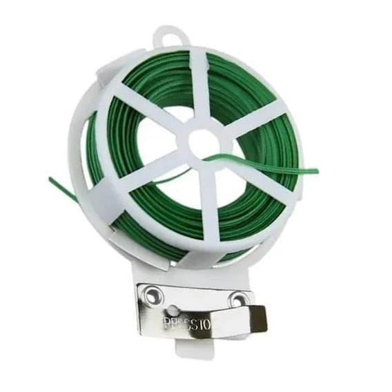 Rolo 50M De Arame Encapado Para Jardinagem e Plantas Com Cortador