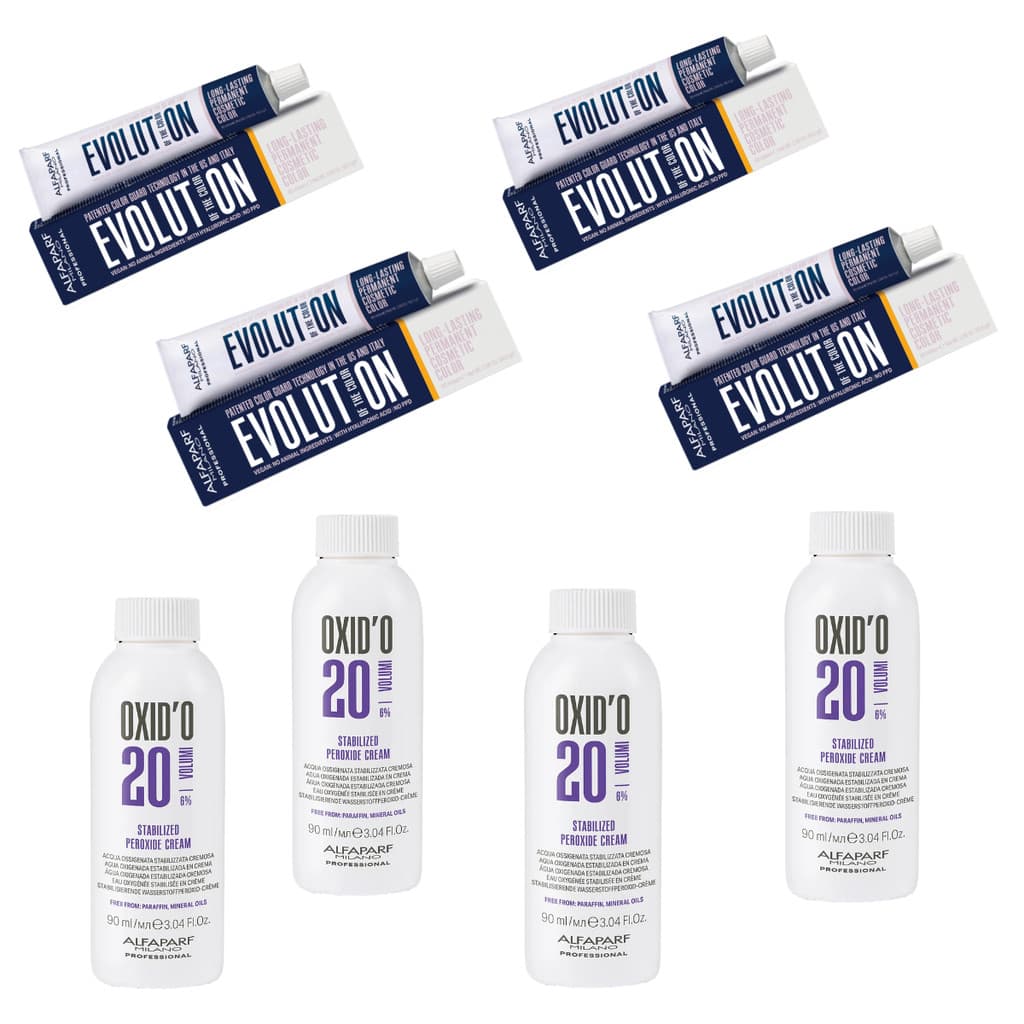 Kit 4 Colorações Evolution Alfaparf 60g + 4 Ox De 90ml - Escolha pelo Chat