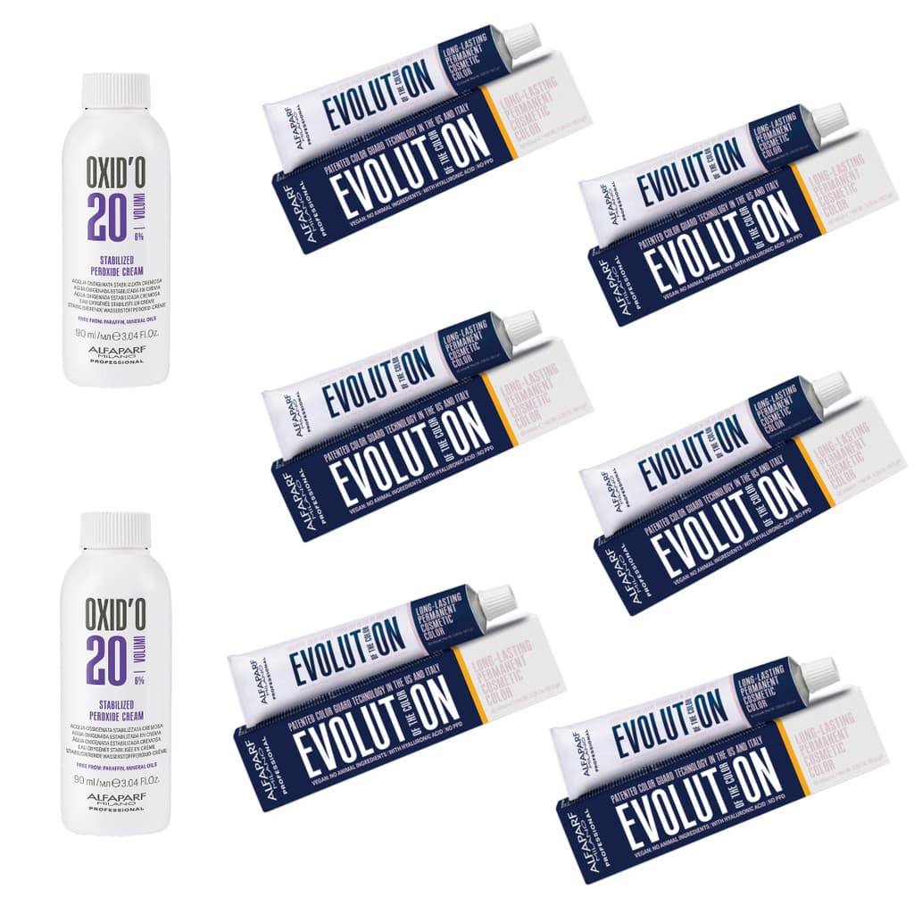 Kit 6 Colorações Evolution Alfaparf 60g + 2 Ox de 90ml - Escolha pelo Chat