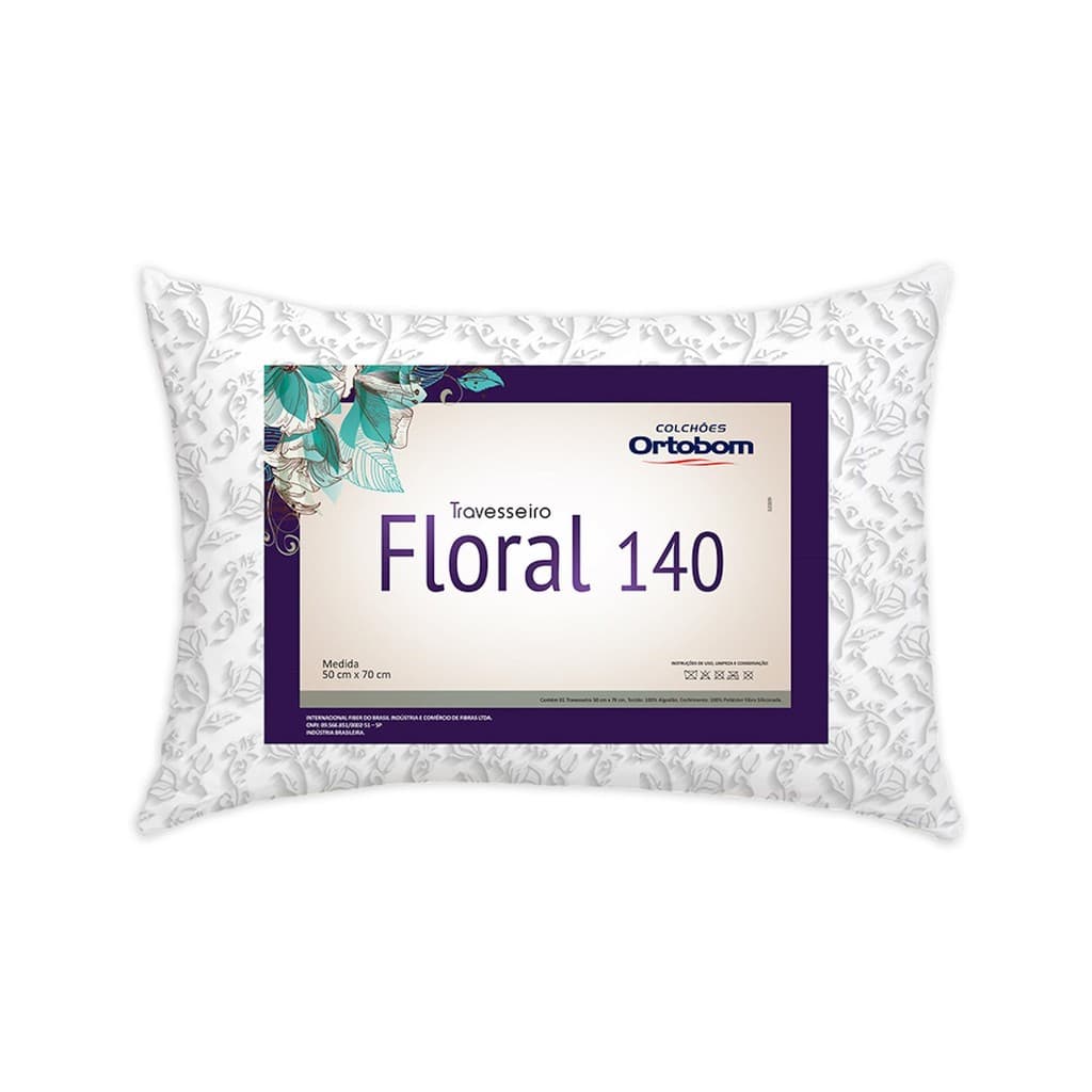 Travesseiro Fibra Siliconada floral 140 fios - Ortobom