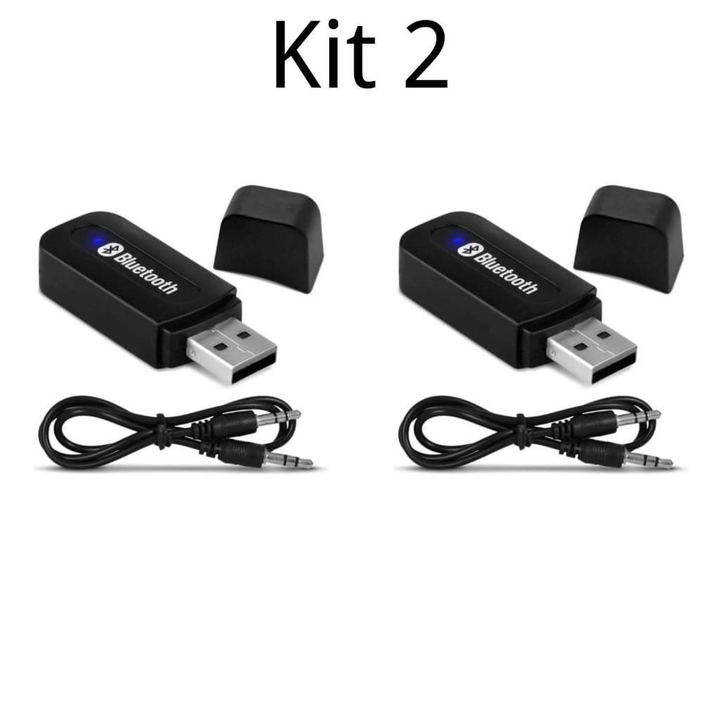 Kit 2 Receptor Bluetooth P2 Para Carro Som Automotivo USB (3,5mm)