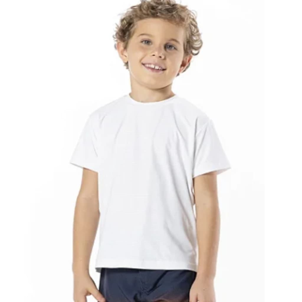 Camiseta Infantil Menino Dry Fit Proteção Uv Branca Treino