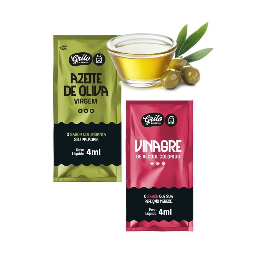 Kit Econômico Sachê 4ml Vinagre E Azeite Virgem Grilo Alimentos