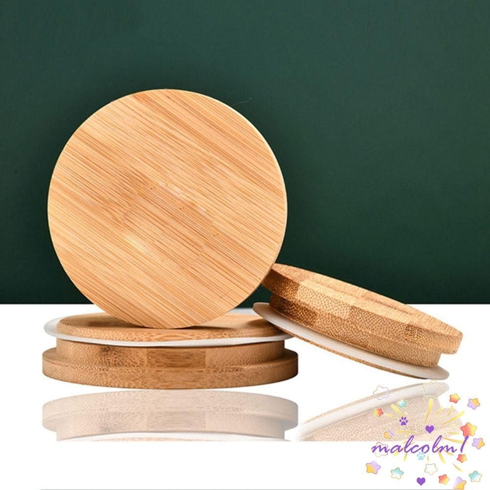 MALCOLM1 Tampa De Copo Grão Transparente Anel De Silicone Personalizável Reutilizável Diversos Tamanhos Capa De Bambu