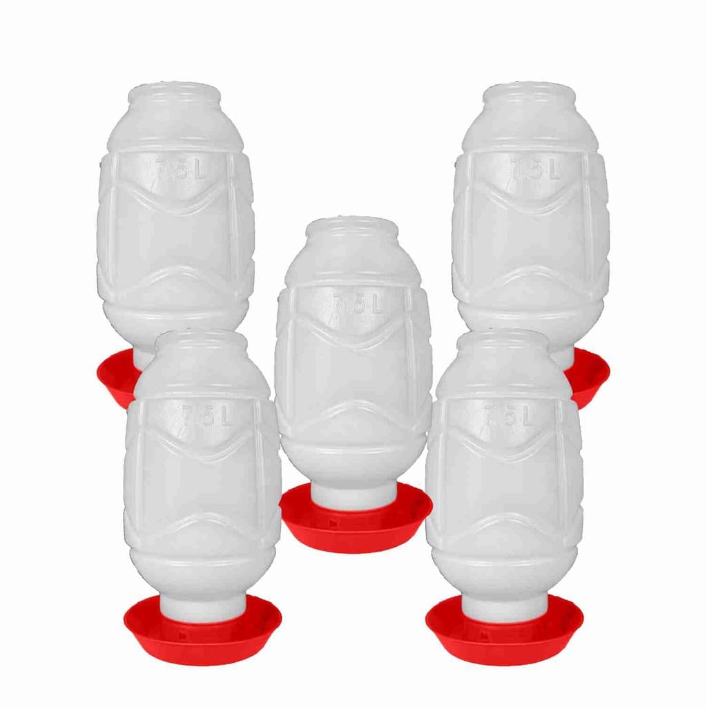 Kit 5 Bebedouro Para Aves Plastico Com Rosca 7,5 litros