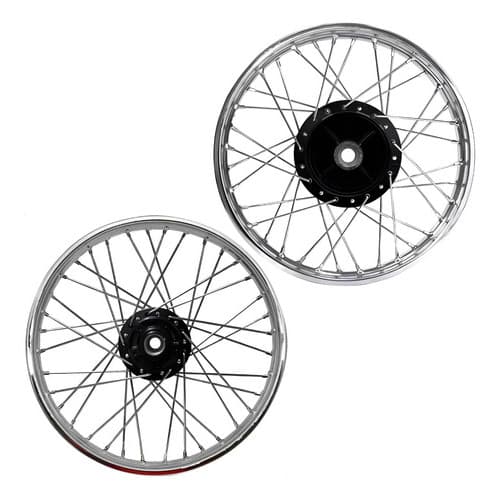 Par Roda Cg Titan 160 Freio Disco Aro Cromado Cubo Preto