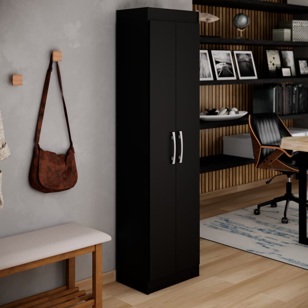 Armário Multiuso 2 Portas 4 Prateleiras Office - Preto