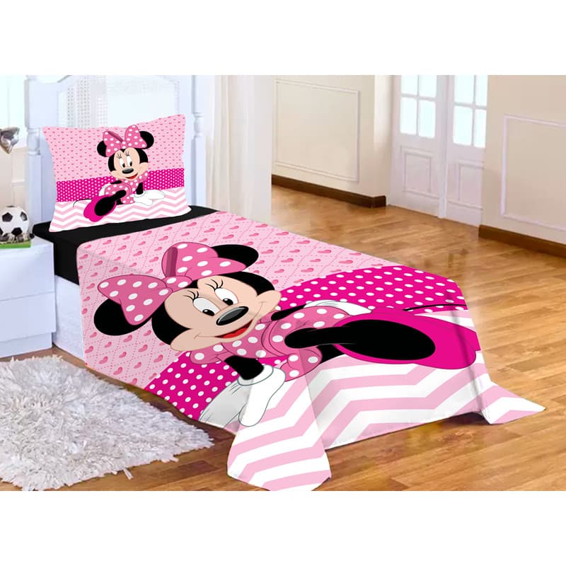 Lençol sem Elástico Solteiro + Fronha MINNIE LCS 64