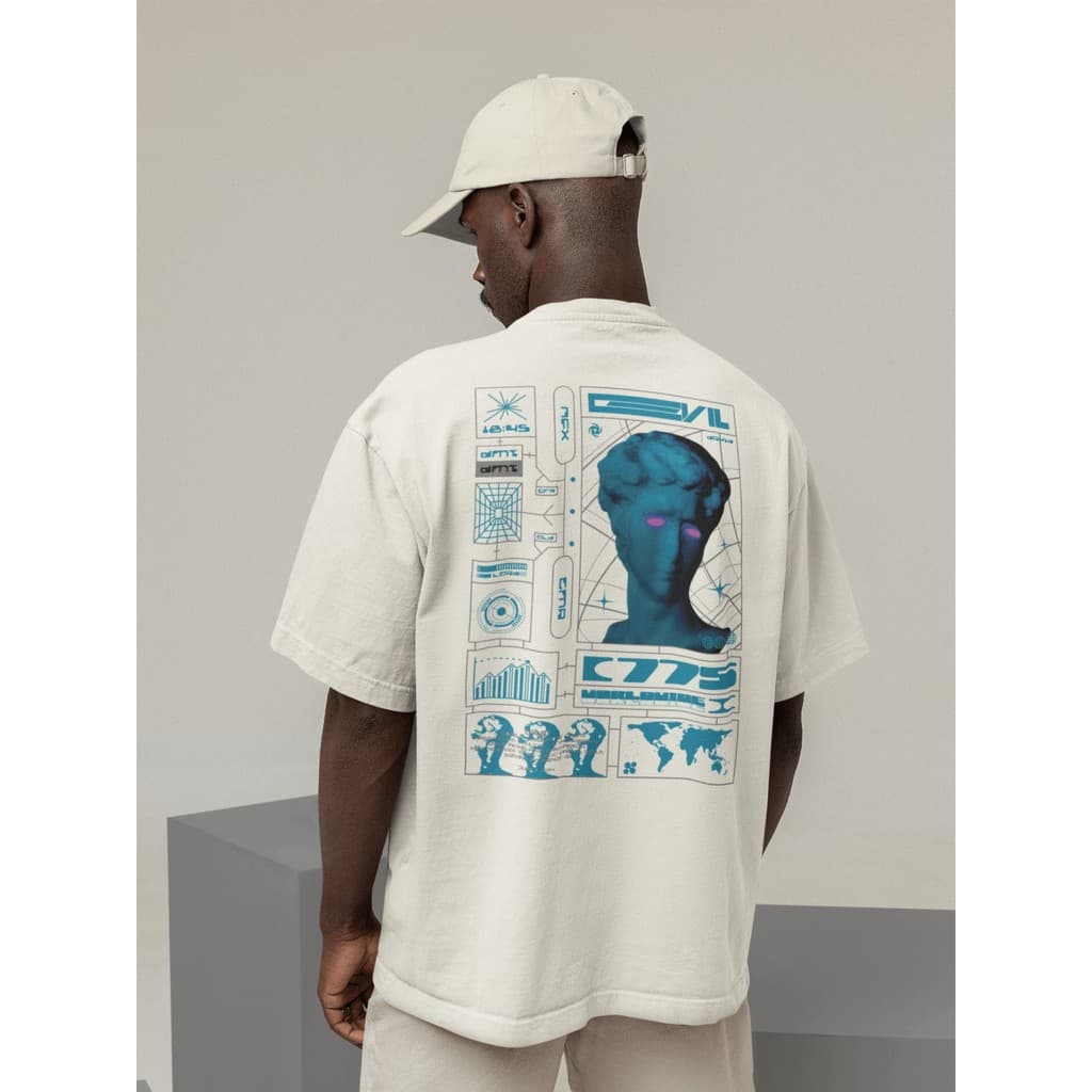 Camisa Camiseta Oversize Streetwear Masculino e Feminino para Treino e Dia a Dia Preto e Off Whte Estampado - ESTAMPA