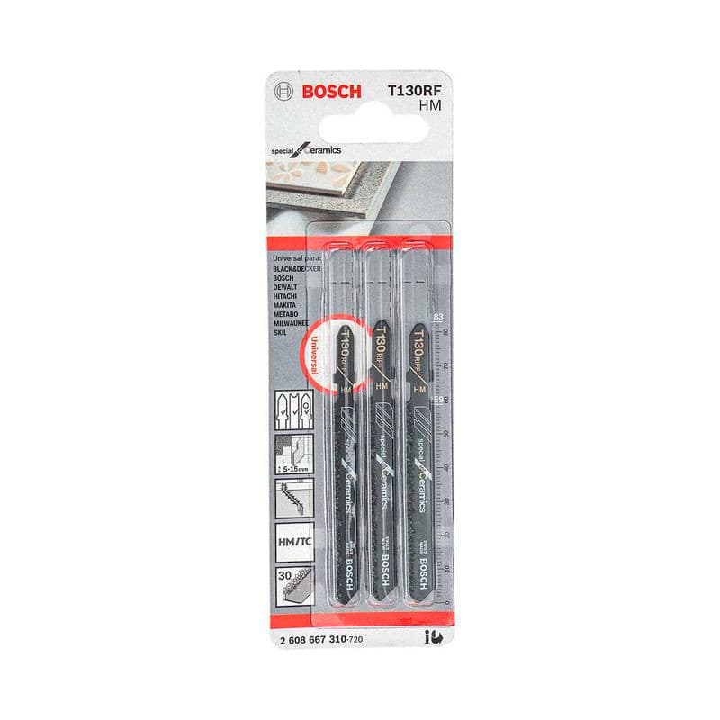 Kit 3 Pecas Lamina de Serra Tico-Tico para Ceramica Bosch T130 RF