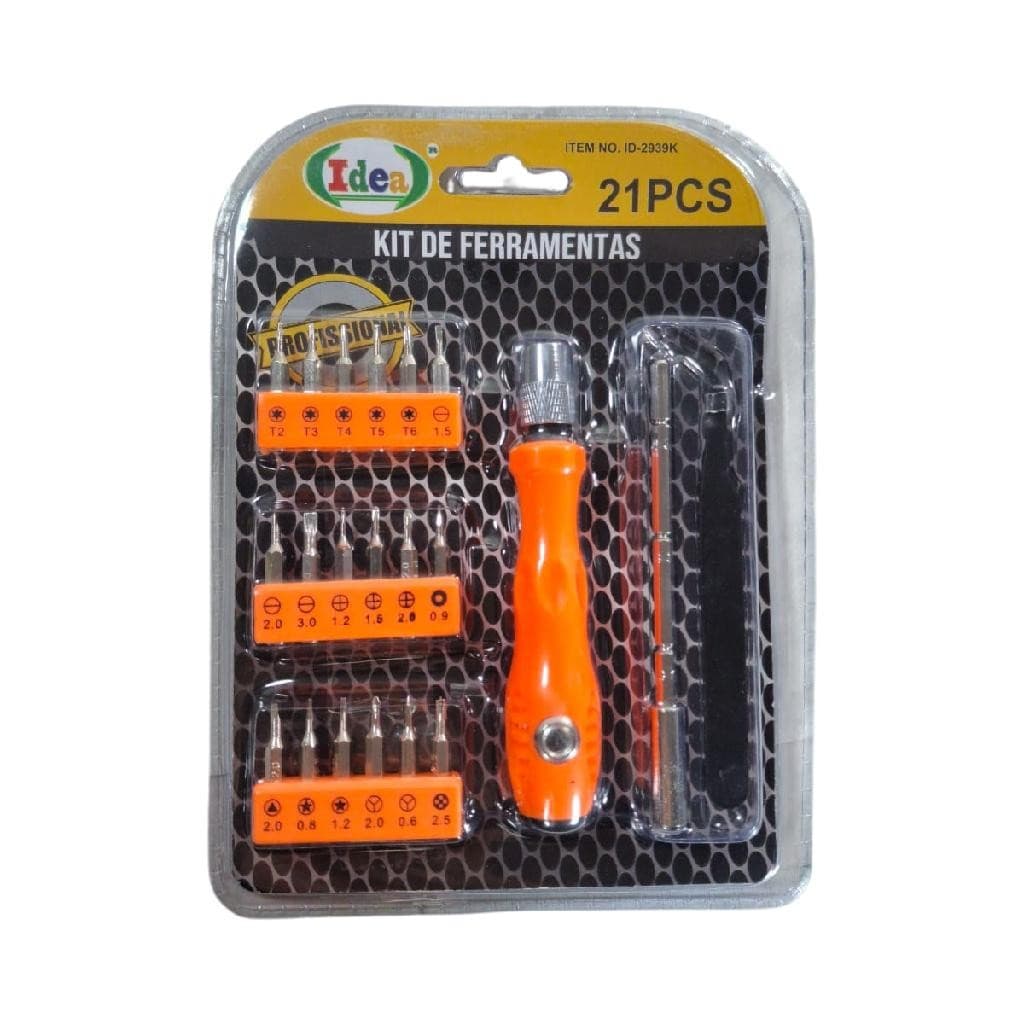 Kit Chaves 21 Peças Fenda Allen Estrela Aço Temperado Pinça Torx Philips Conserto Caseiro Facilitado