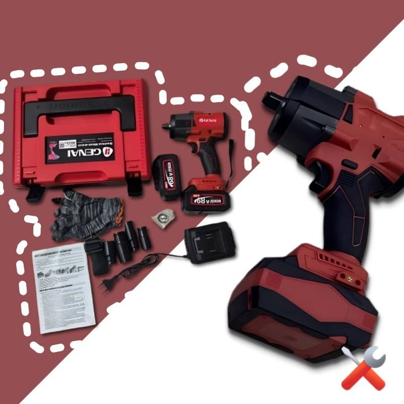 1000N.M Parafusadeira Furadeira e Chave De Impacto com 2 Baterias Chave elétrica de alto torque-EMLL