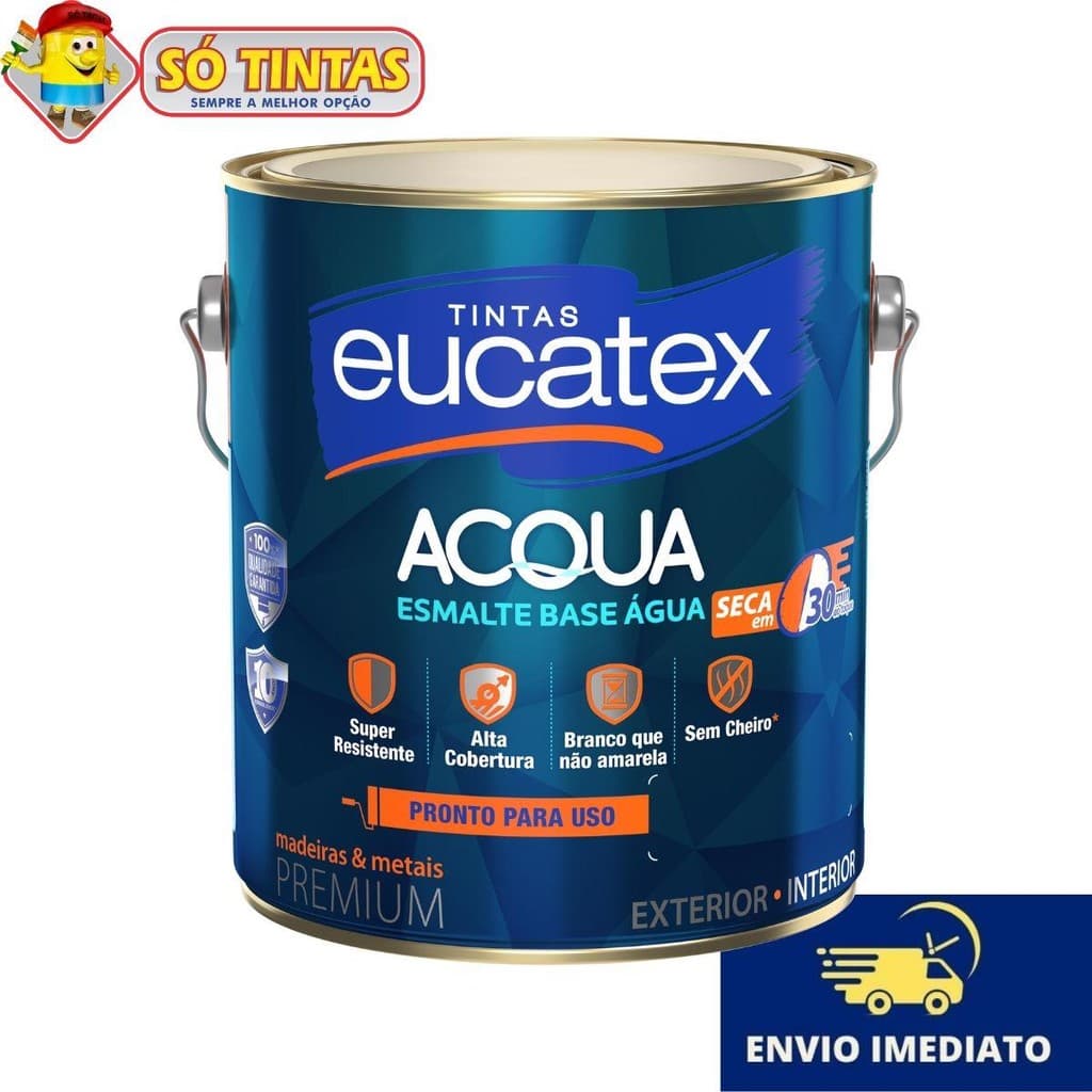 Tinta Esmalte Sintético Acqua Base Água Branco Acetinado Premium 3,6 Litros Eucatex Lavável