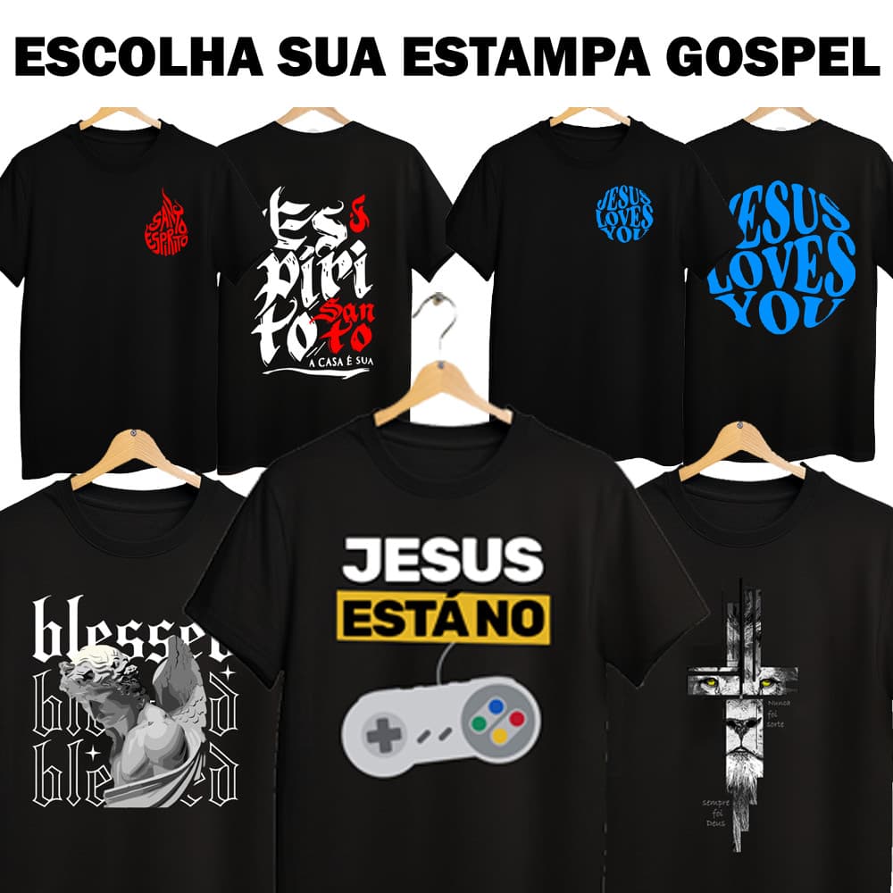 Camisas Unissex Infantil Personalizadas com Estampas Gospel Tamanho 2 a 16