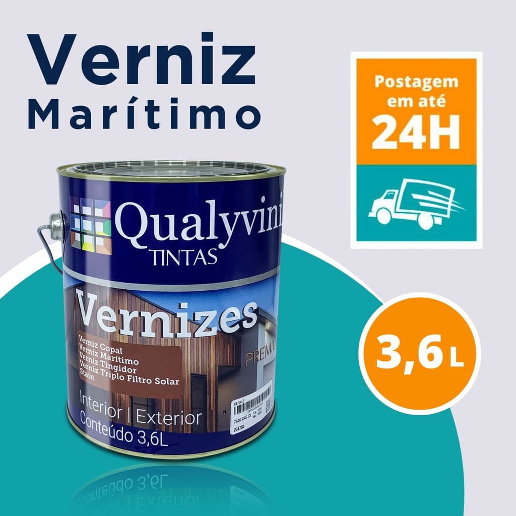 Verniz Tingidor para Pintuira Madeira Brilhante Marítimo 3,6l Qualyvinil