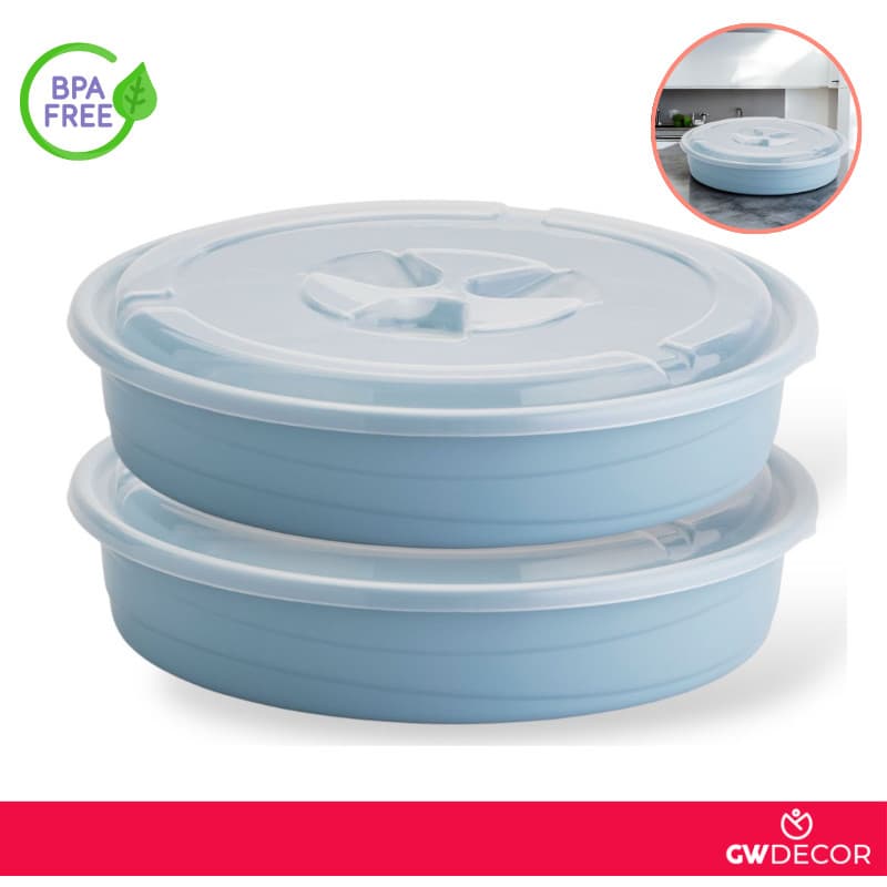 Kit 2 Pote Redondo Recipiente Grande Com Tampa 4 Litros Para Tortas