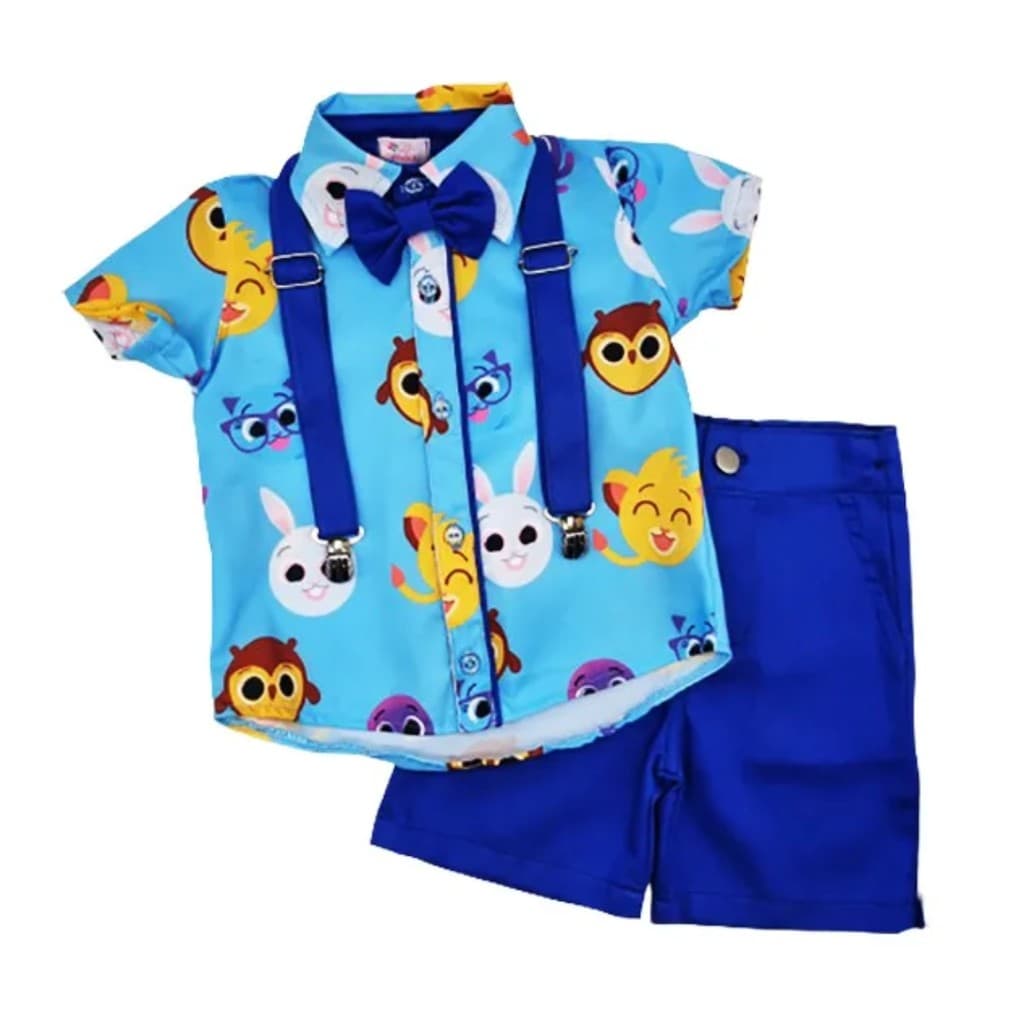 Conjunto Infantil Masculino Bolofofos – Conforto e Estilo, Tecido Poliester e Estampa Exclusiva