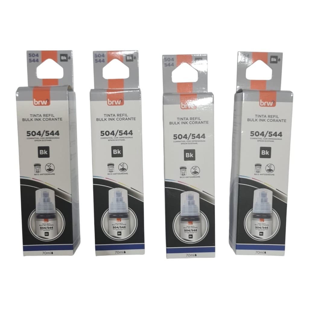 KIT 4 Un Refil Tinta Preto/black 504/544 L3110 L3150 L4150 4160