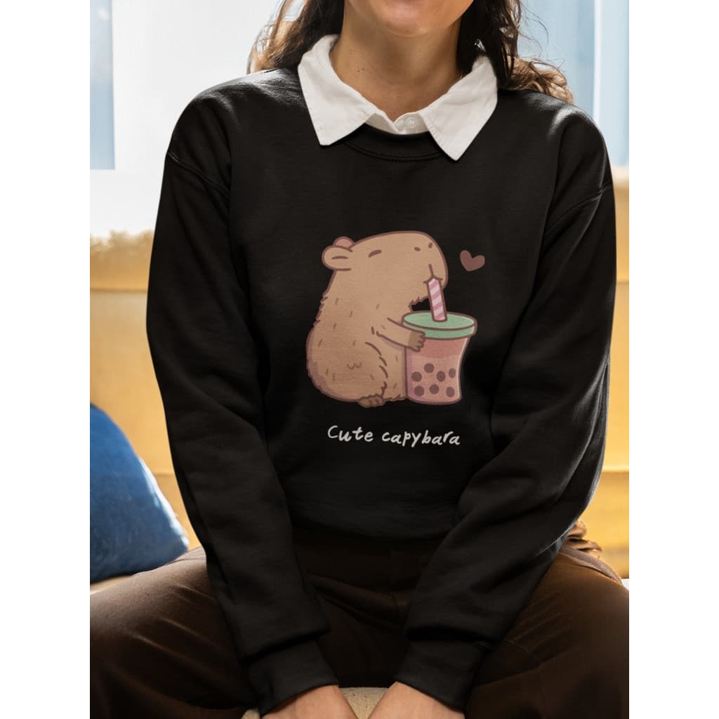Moletom Feminino Blusa De Frio Quentinha Estampa Capivara Casaco Delicado Flanelado