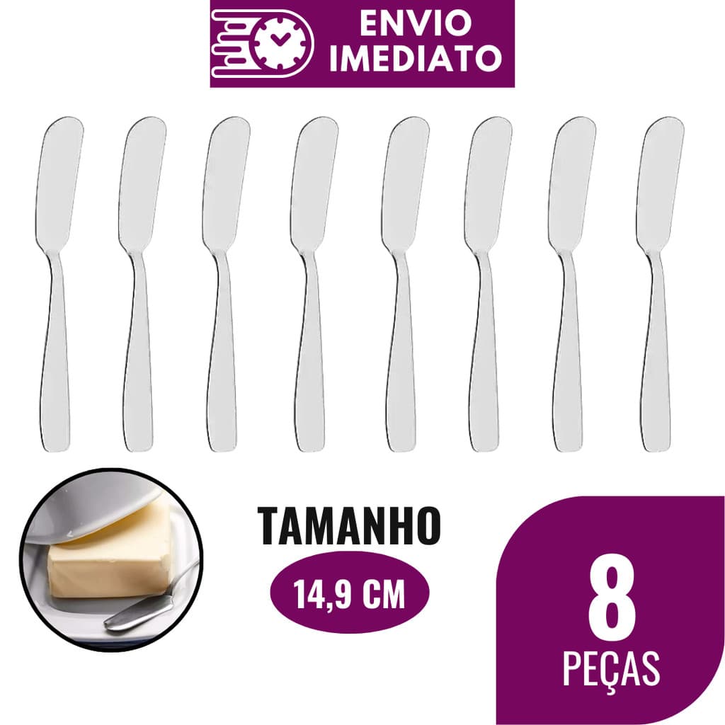 Espátula de Manteiga 4/8 Peças Espátula Inox Geleia Margarina para Cozinha Lanchonete Restaurante