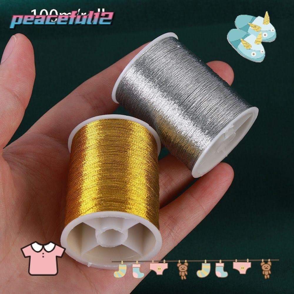 PEACEFUL 100 Metros De Linha De Bordado Artesanato Feito À Mão Fio Dourado