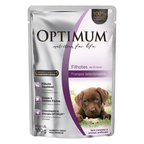 Ração Úmida Optimum Sachê para Cães Filhotes sabor Frango - 100g