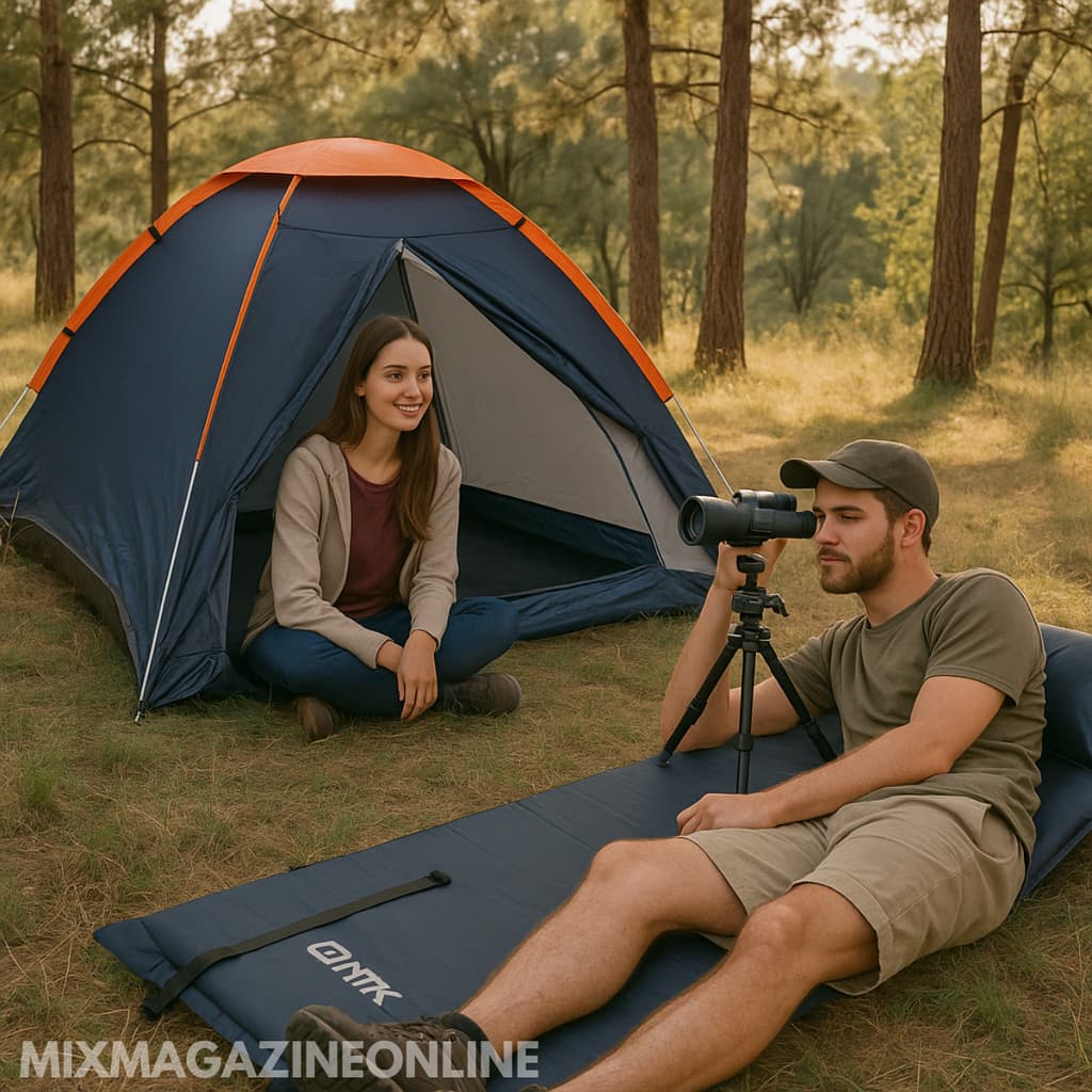 Barraca Panda Iglu para 3 + Colchonete Inflável + Luneta Telescópica Kit para Aventuras ao Ar Livre
