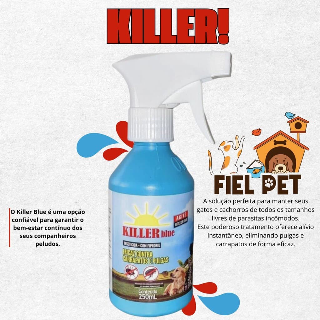 Anti Pulgas Killer Blue 250 Eficaz Contra Carrapatos E Pulga