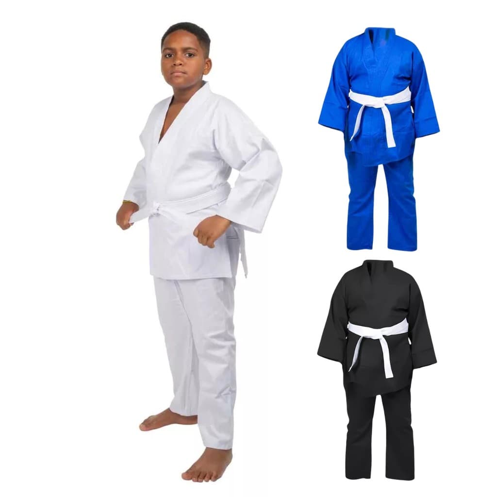 Kimono Infantil Jiu Jitsu Judô Reforçado Iniciação + Faixa