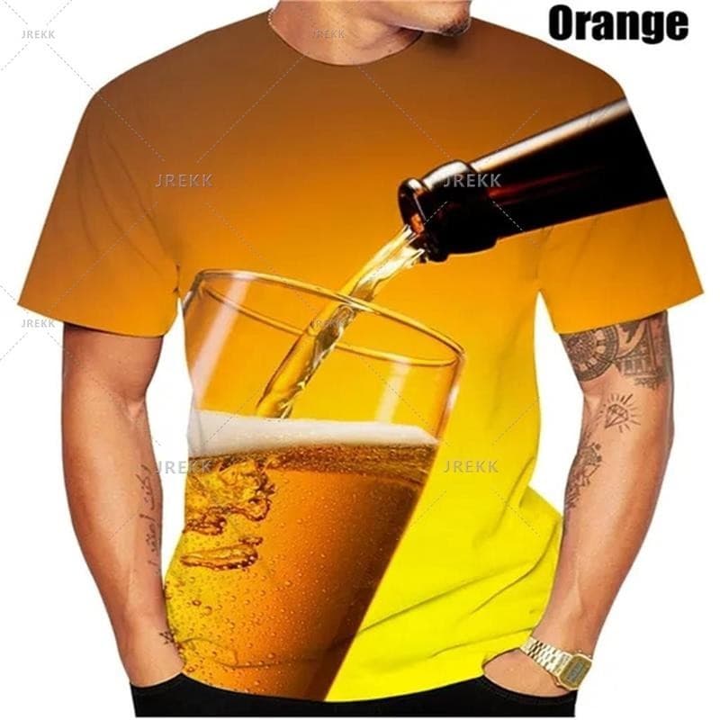 Novo 3D Impresso Cerveja T Masculino E Feminino Personalizado Legal Manga Curta Camisa Moda Oversize Na Topos Para Crian